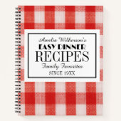 Carnet Chèque rouge nom des recettes faciles à dîner (Devant)