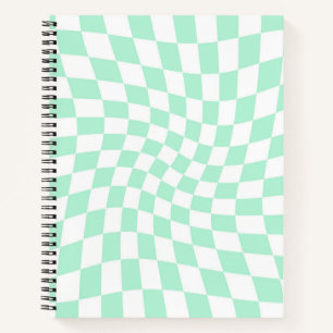Carnet Chèques verts Retro Pastel Mint À damiers déformés