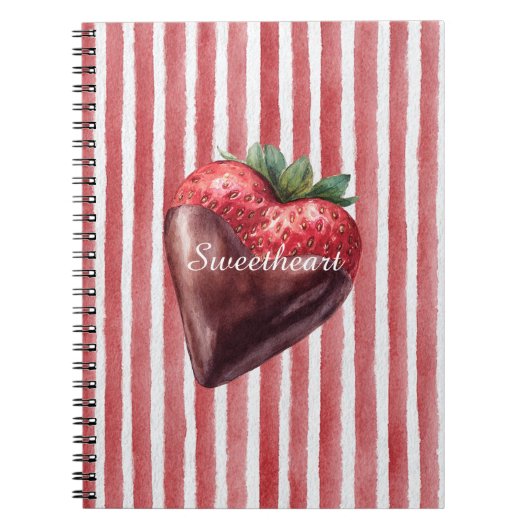 Carnet Chéri Chocolat Fraise Rayures Rouges Blanches (Devant)