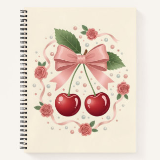 Carnet Cherry Blossom Ribbon Spiral Notebook