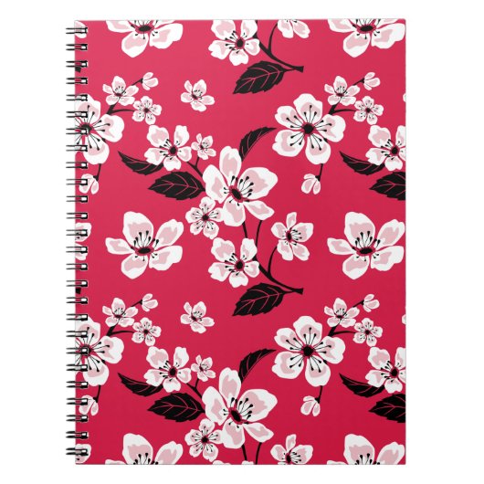 CARNET CHERRY BLOSSOM - SAKURA (ROUGE) (Devant)