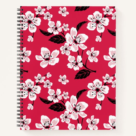CARNET CHERRY BLOSSOM - SAKURA (ROUGE) (Devant)