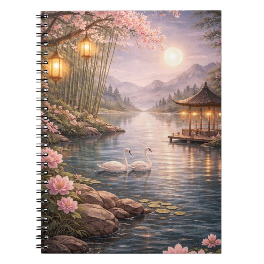 Carnet Cherry Blossom Swan Lake Spiral Photo Notebook (Devant)