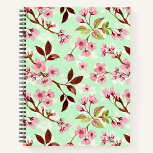 Carnet Cherry Blossoms Mint Arrière - plan
