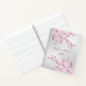 Carnet Cherry Blossoms Pink Silver Ajouter Nom Et Année (Intérieur)