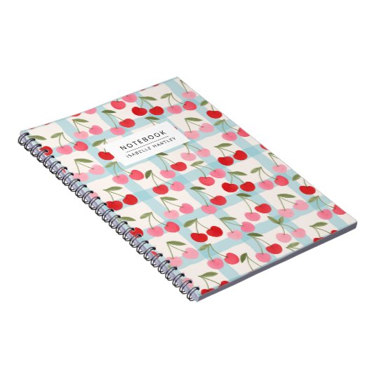 Carnet Cherry Gingham Check Pattern in Red and Pink (Côté Droit)