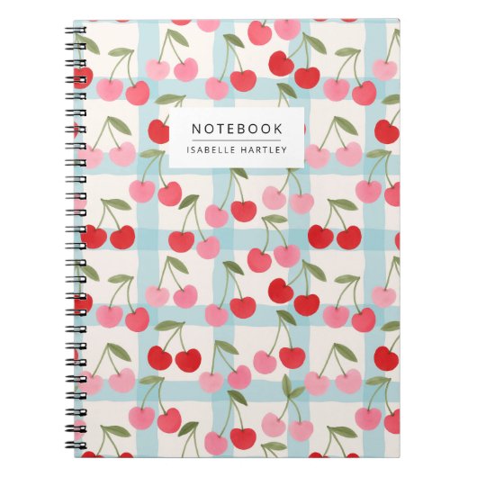 Carnet Cherry Gingham Check Pattern in Red and Pink (Devant)