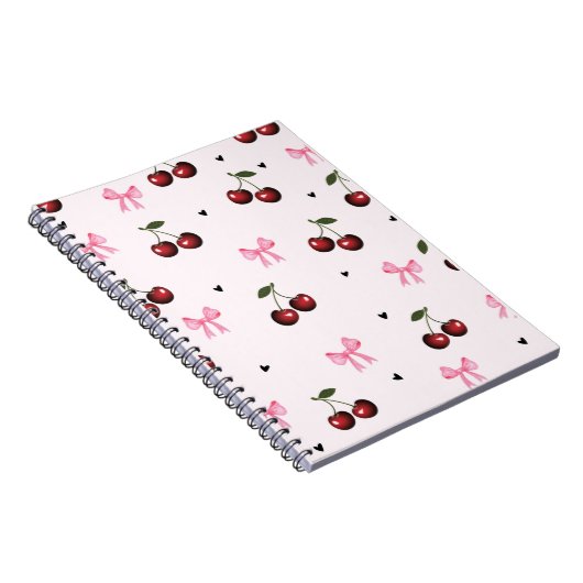 Carnet Cherry & Pink Bows Pattern - Coquette Aesthetic  (Côté Droit)