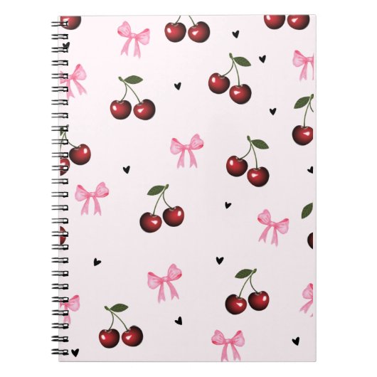 Carnet Cherry & Pink Bows Pattern - Coquette Aesthetic  (Devant)