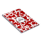 Carnet Cherry Red Monogramme Damask Imprimer (Côté Droit)