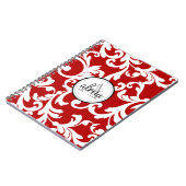 Carnet Cherry Red Monogramme Damask Imprimer (Côté gauche)