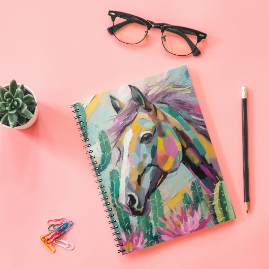 Carnet Cheval Abstrait moderne et succulents