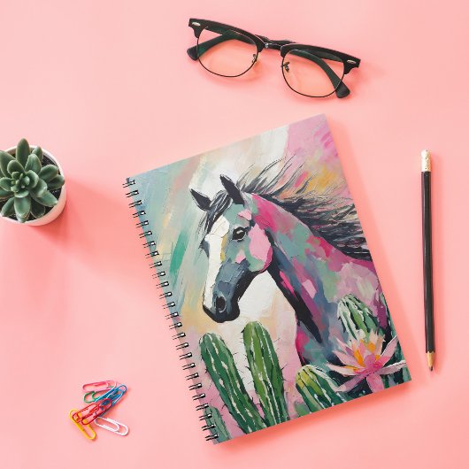 Carnet Cheval Abstrait moderne et succulents