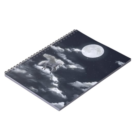 Carnet Cheval ailé blanc : ciel au clair de lune. (Côté gauche)