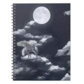 Carnet Cheval ailé blanc : ciel au clair de lune. (Devant)