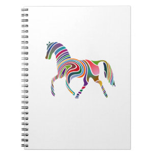 Carnet Cheval arc-en-ciel à rayures colorées