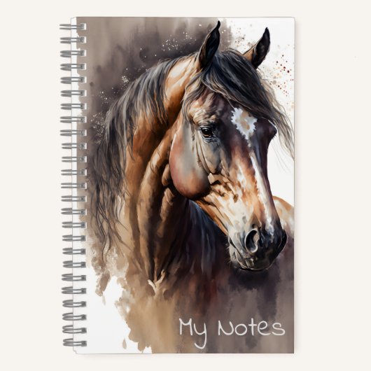 Carnet Cheval Bai Foncé Aquarelle (Recto)