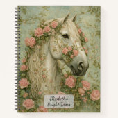 Carnet Cheval blanc avec des roses (Devant)