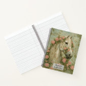 Carnet Cheval blanc avec des roses (Intérieur)