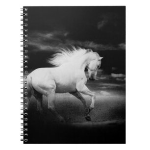 Carnet Cheval blanc en noir et blanc