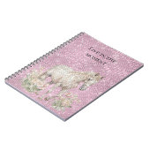 Carnet Cheval Blanc Rose Fleur Éclat (Côté gauche)
