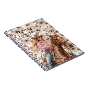 Carnet Cheval Brown Pink Cowgirl Sud-Ouest Floral