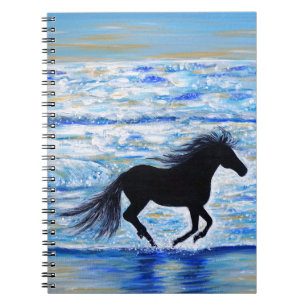 Carnet Cheval Courir libre par la peinture de la mer