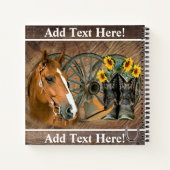 Carnet Cheval Cowboy Boots Wagon Wheels Sunflowers Wester (Dos)