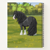 Carnet Cheval d'attelage noir et blanc de la bannière Tzi (Dos)