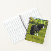 Carnet Cheval d'attelage noir et blanc de la bannière Tzi (Intérieur)