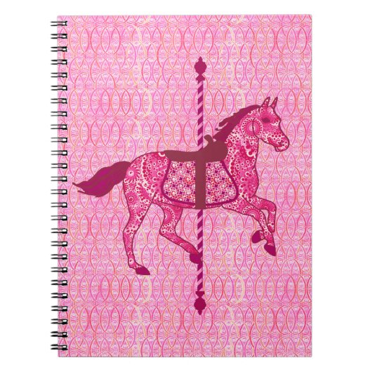 Carnet Cheval de carrousel - Fuchsia rose (Devant)
