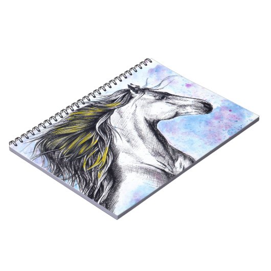 Carnet Cheval de course Aquarelle et Encre Équine art (Côté gauche)