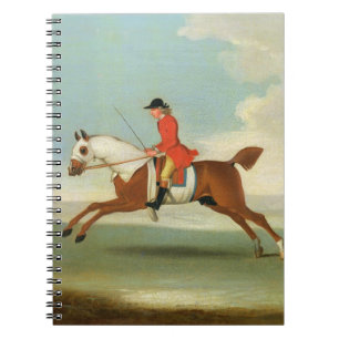 Carnet Cheval de course galopant et jockey monté en rouge
