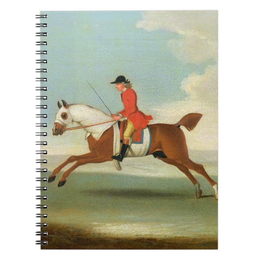 Carnet Cheval de course galopant et jockey monté en rouge (Devant)