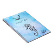 Carnet Cheval de mer, baleine et coquillage sur l'aquarel (Côté Droit)