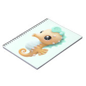 Carnet Cheval de mer bébé mignon en Turquoise et blanc (Côté gauche)