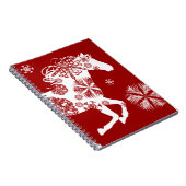 Carnet Cheval de Noël des flocons rouges et blancs (Côté Droit)