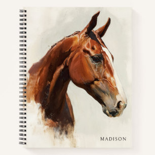 Carnet Cheval équestre Peinture Vintage Nom personnalisé