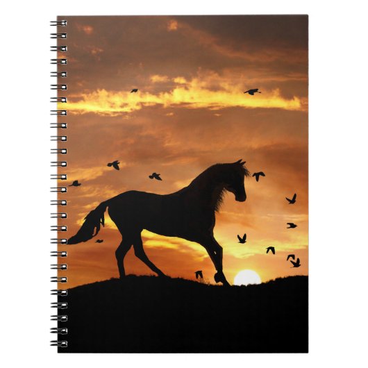 Carnet Cheval et Oiseaux au coucher du soleil (Devant)