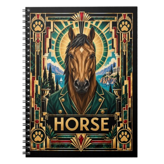 Carnet Cheval, faune Art déco (Devant)