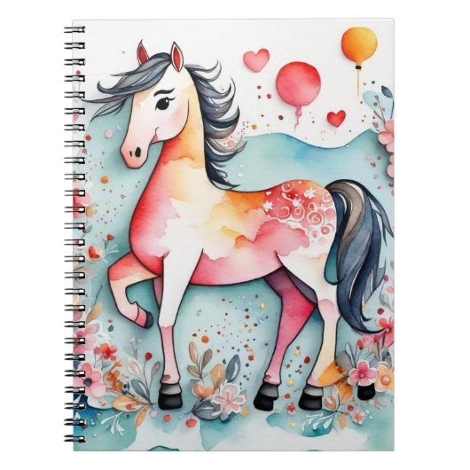 Carnet Cheval floral mignon (Devant)