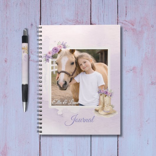 Carnet Cheval Floral Violet Filles