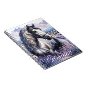 Carnet Cheval gris joli debout en Lavender (Côté Droit)