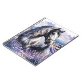 Carnet Cheval gris joli debout en Lavender (Côté gauche)