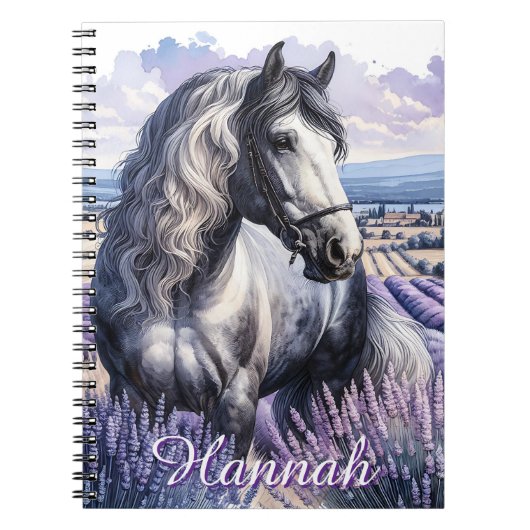 Carnet Cheval gris joli debout en Lavender (Devant)