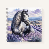 Carnet Cheval gris joli debout en Lavender (Devant)