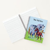 Carnet Cheval Mère Gris Avec Bébé Brown Colt Grass clôtur (Intérieur)