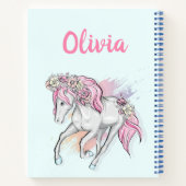 Carnet Cheval mignon avec des fleurs Retour à l'école Fil (Dos)