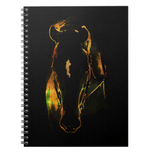 Carnet Cheval noir aux couleurs d'or et de cuivre rouge