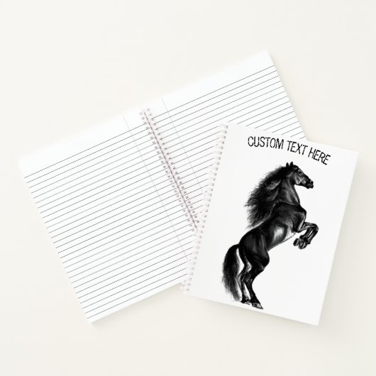 Carnet Cheval noir avec texte personnalisé (Intérieur)